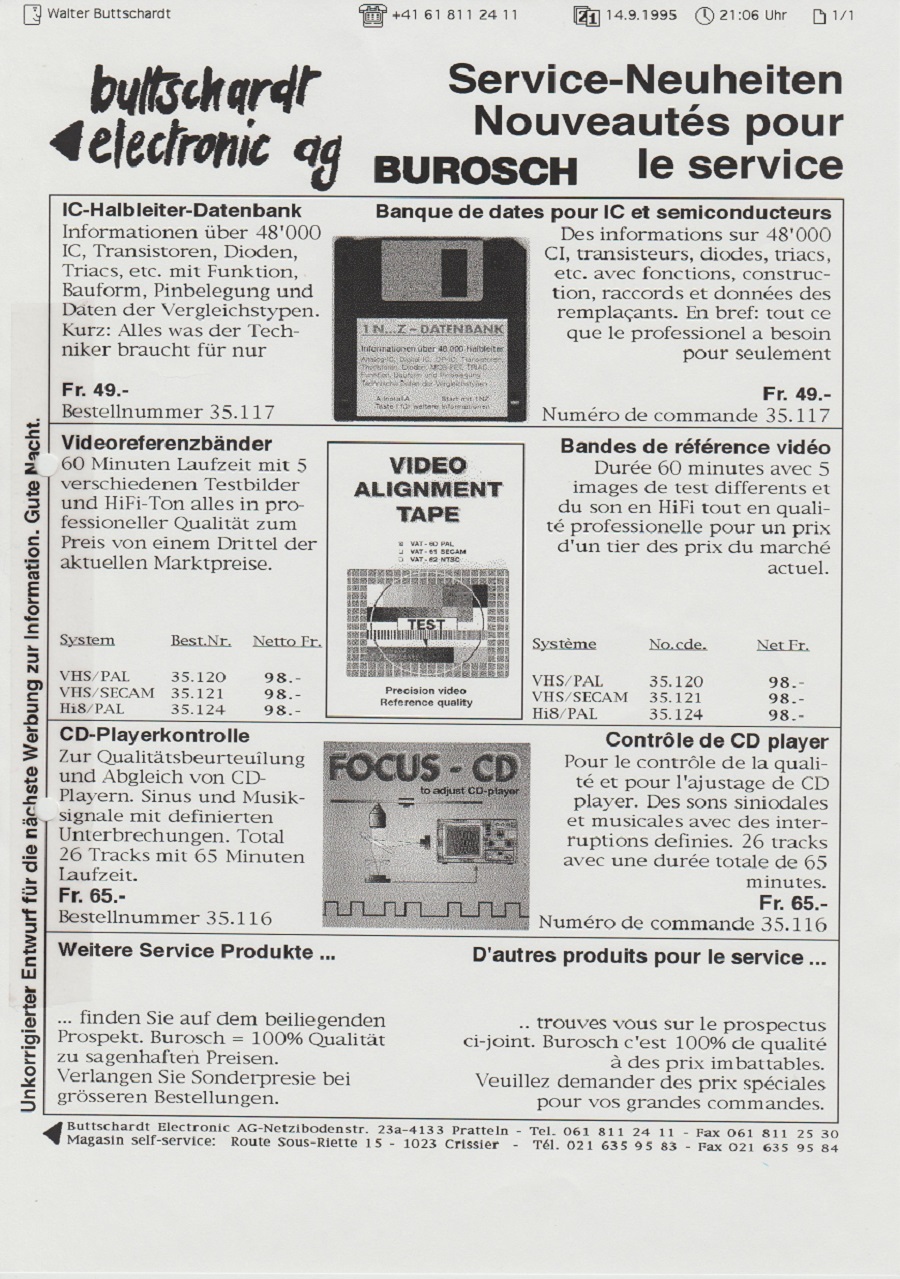 Burosch butterschardt Electronic AG 14.09.1995